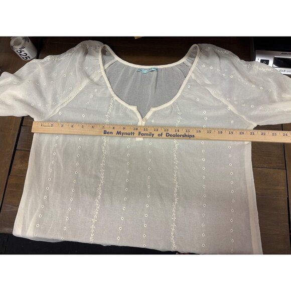 Maurice's Cream Sheer White Boho Blouse Large - Picture 6 of 8